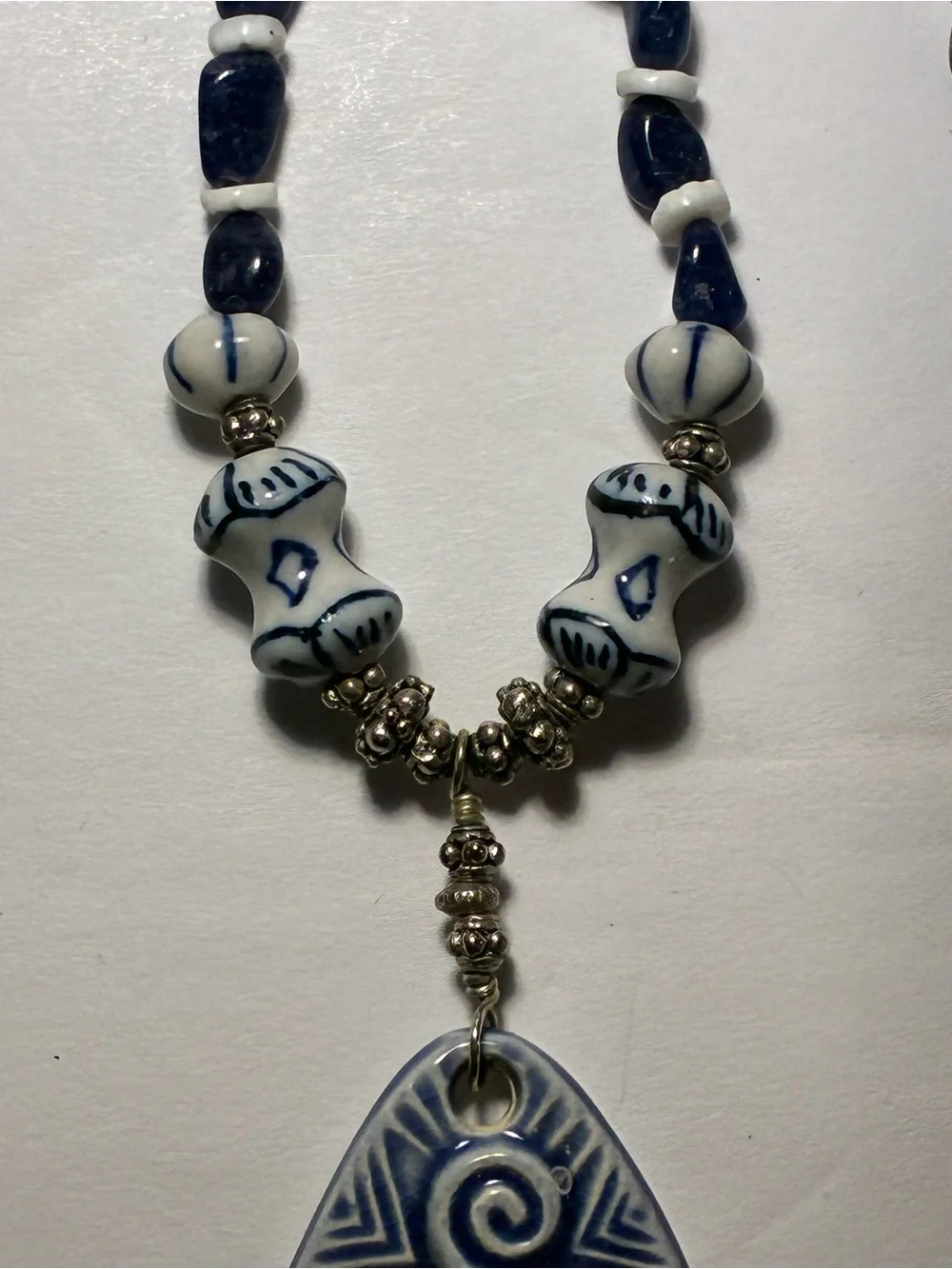 Handmade Celtic Triskele Ceramic Pendant Necklace & Bracelet Set